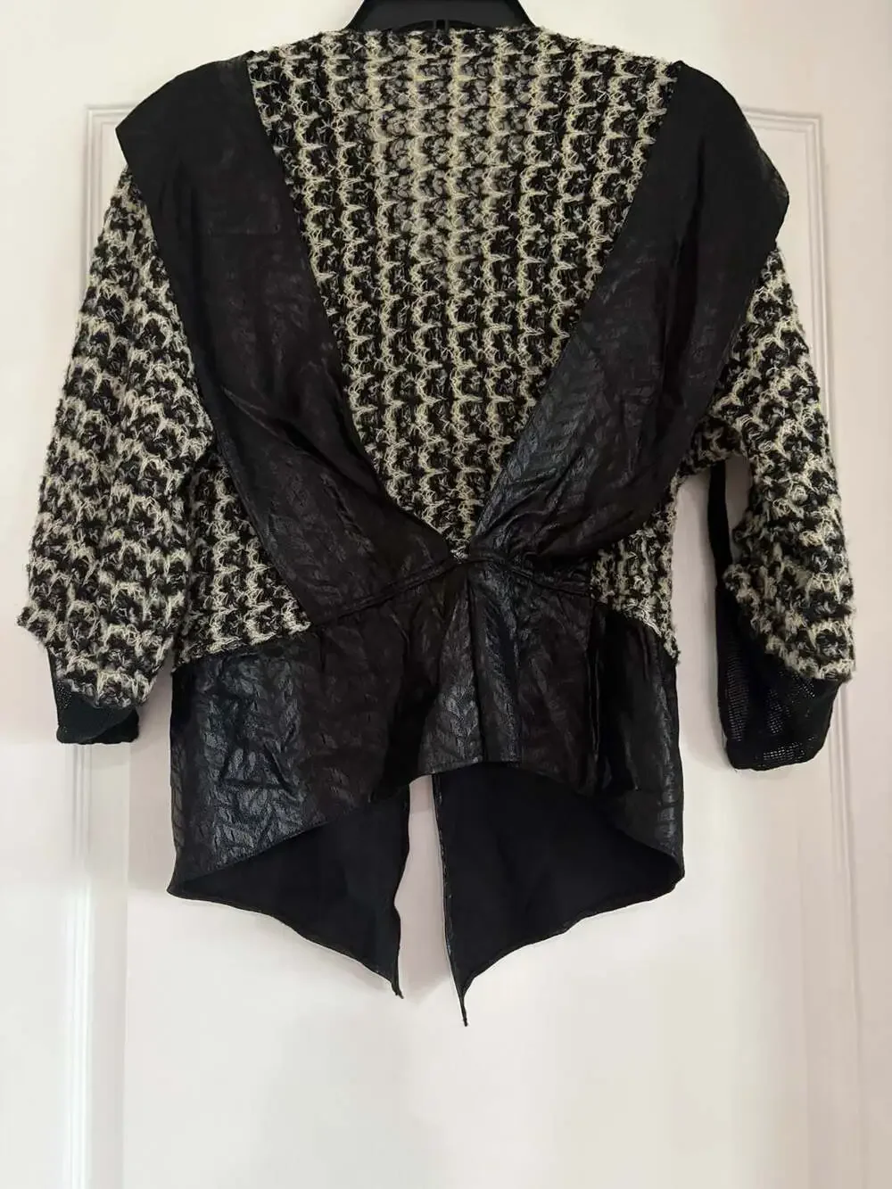 G. Barhel Paris Textured Knit and Faux Leather Corset-Style Jacket
